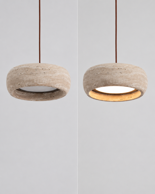 Travertine Pendant Light, Wabi-Sabi Natural Stone