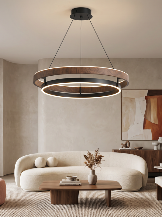Verona — Walnut & Metal LED Chandelier