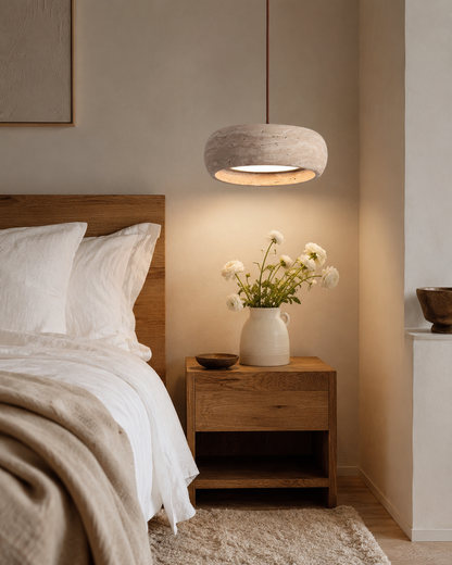 Travertine Pendant Light, Wabi-Sabi Natural Stone