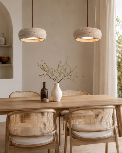 Travertine Pendant Light, Wabi-Sabi Natural Stone