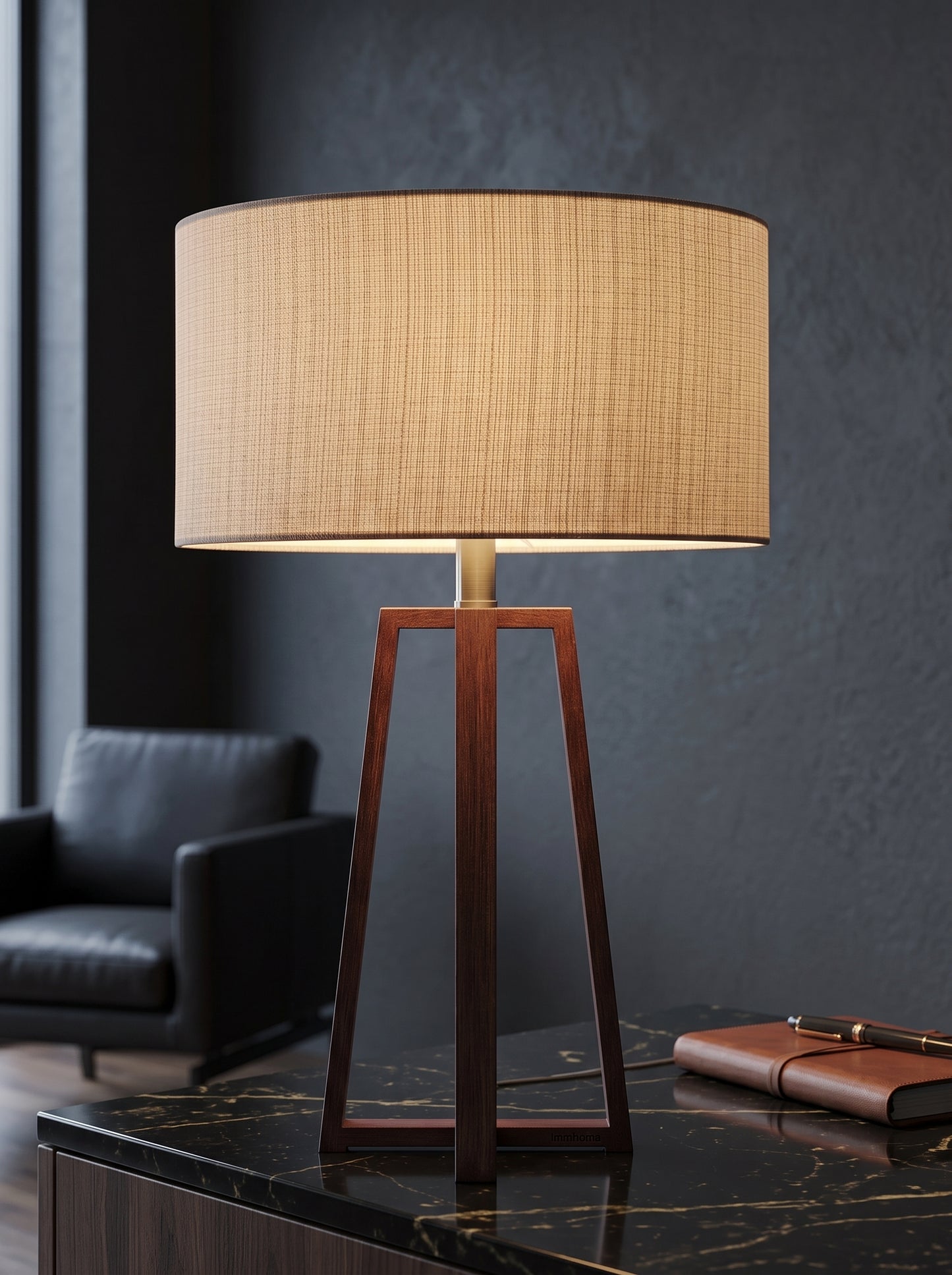 Sora — Wabi-Sabi Walnut Wood & Linen Table Lamp