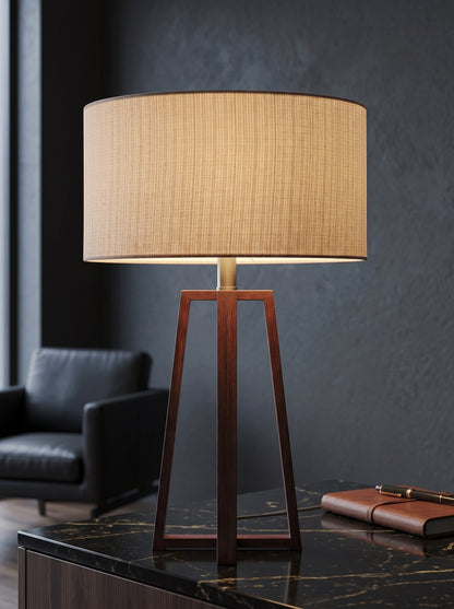 Sora — Wabi-Sabi Walnut Wood & Linen Table Lamp