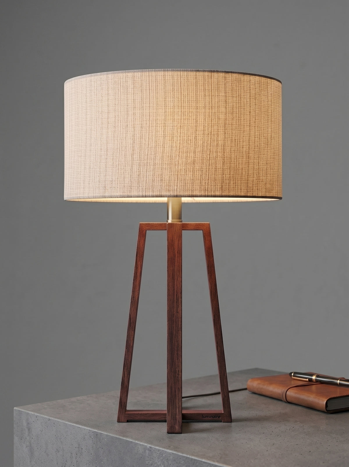 Sora — Wabi-Sabi Walnut Wood & Linen Table Lamp
