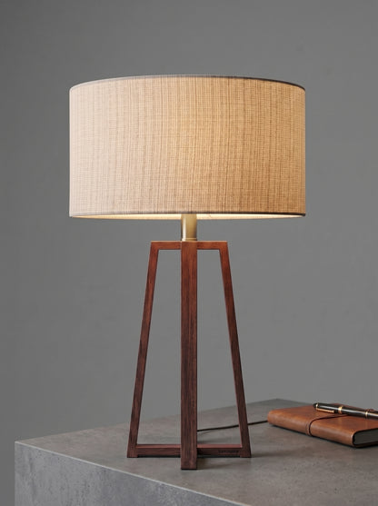 Sora — Wabi-Sabi Walnut Wood & Linen Table Lamp
