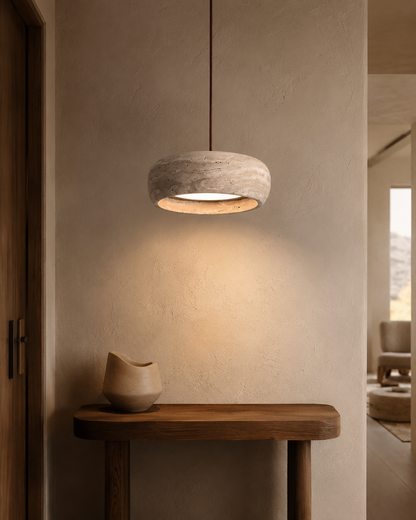 Travertine Pendant Light, Wabi-Sabi Natural Stone