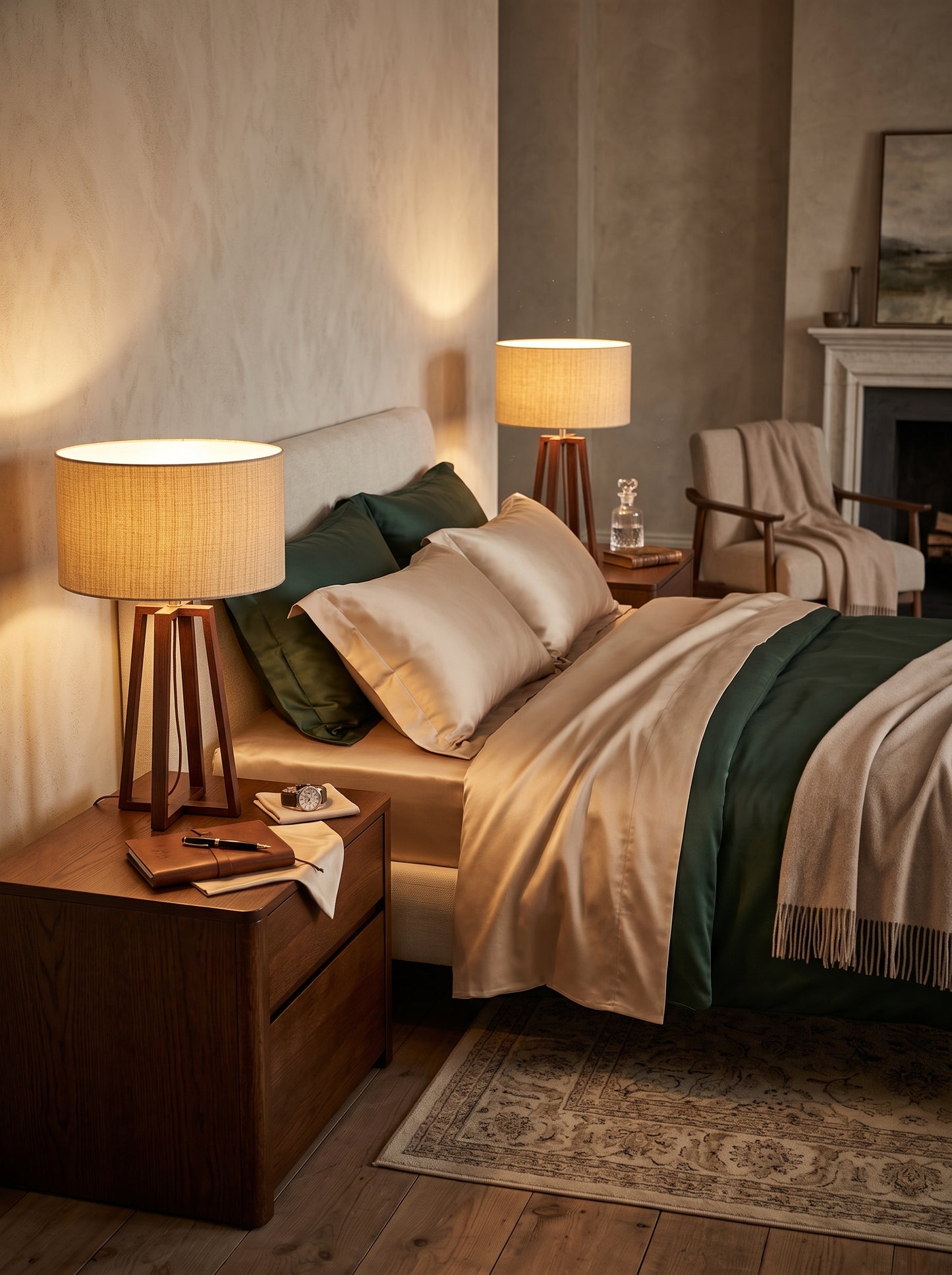 Sora — Wabi-Sabi Walnut Wood & Linen Table Lamp