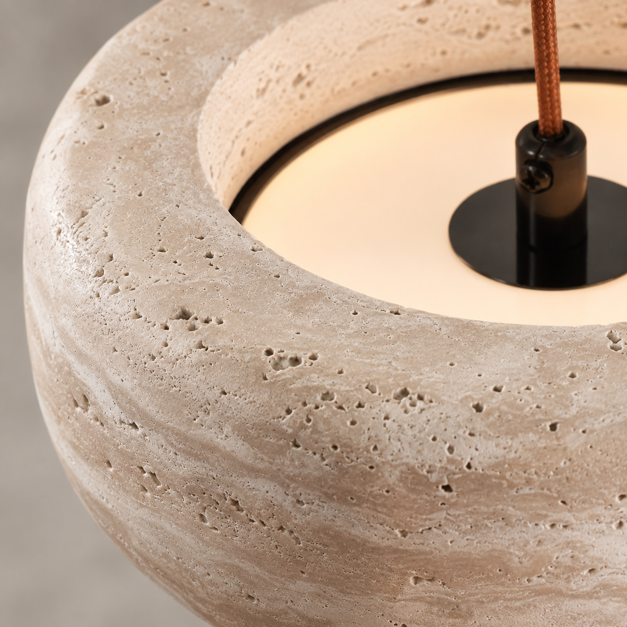Travertine Pendant Light, Wabi-Sabi Natural Stone