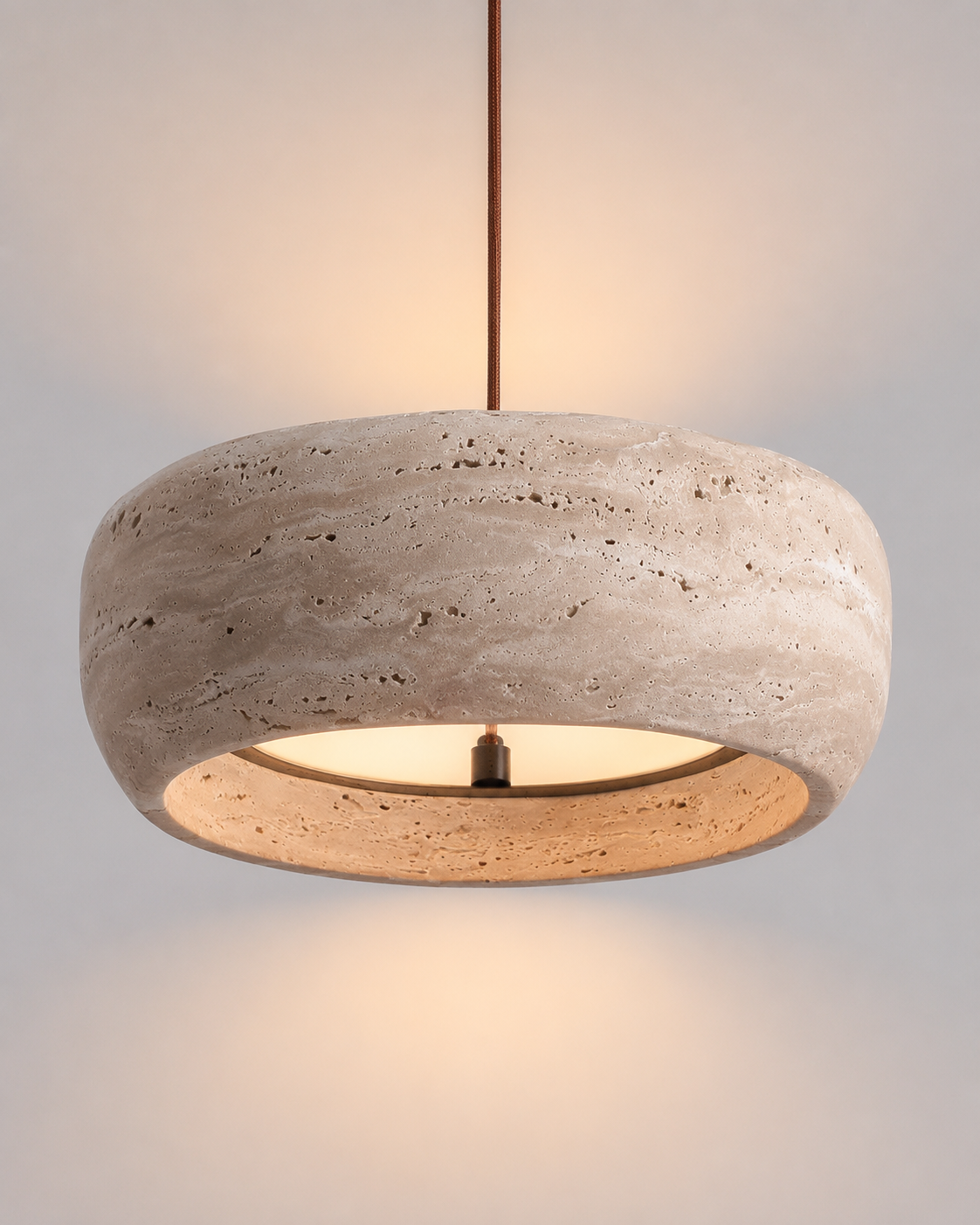 Travertine Pendant Light, Wabi-Sabi Natural Stone