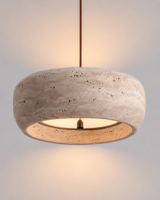 Travertine Pendant Light, Wabi-Sabi Natural Stone