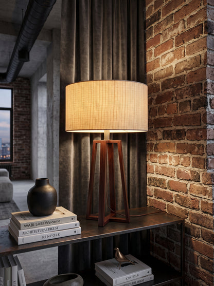 Sora — Wabi-Sabi Walnut Wood & Linen Table Lamp