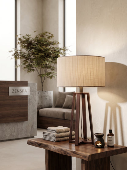 Sora — Wabi-Sabi Walnut Wood & Linen Table Lamp