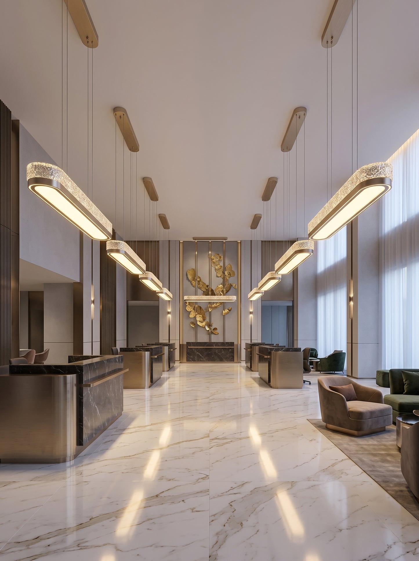Lira — Linear Champagne LED Chandelier