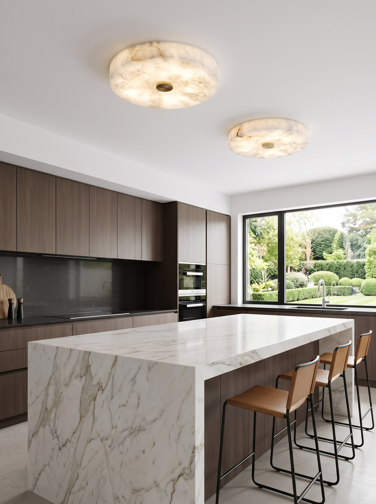 Selene — Marble & Copper Ceiling Light