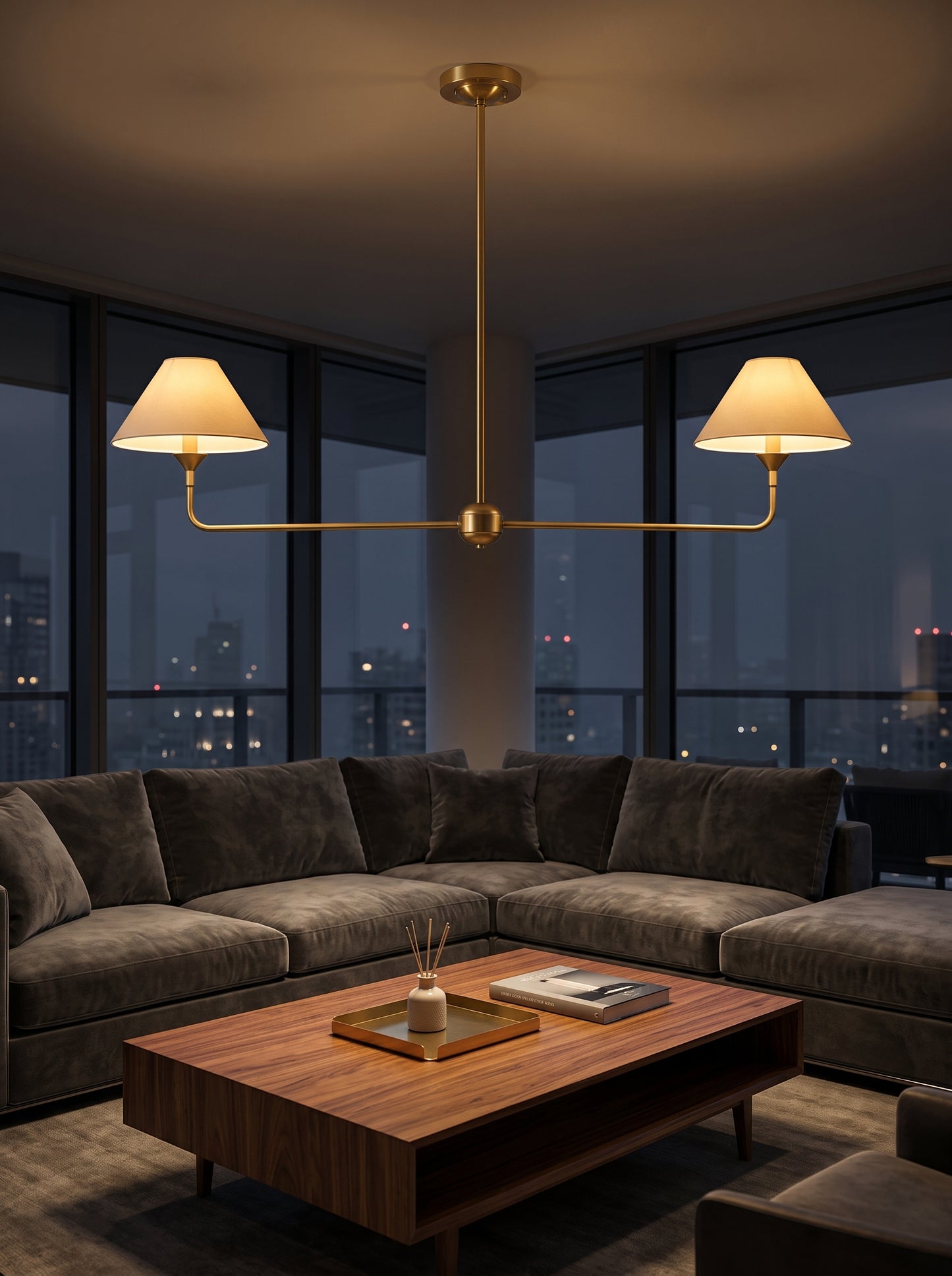 Enzo — Industrial Gold Two-Bulb Pendant