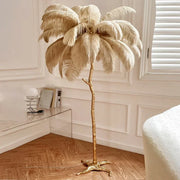 The Plume Ostrich Feather Floor Lamp, Gold Standing Light for Living Room and Bedroom