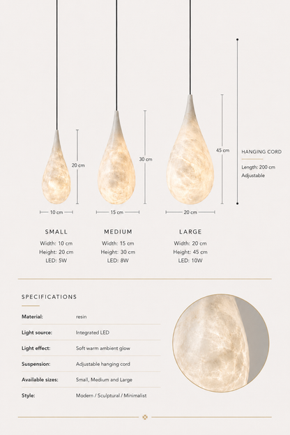 Cloud Stone Dimmable LED Pendant Light