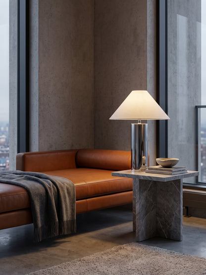 Ravello — Modern Bamboo Hat Stainless Steel Table Lamp