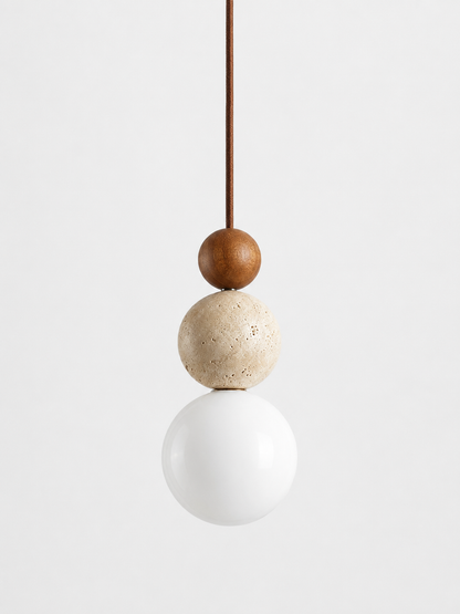Tivoli — Travertine Stone & Wood Pendant Light