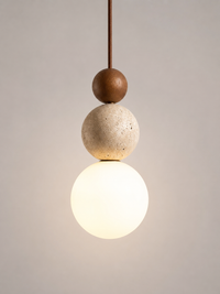 Tivoli — Travertine Stone & Wood Pendant Light