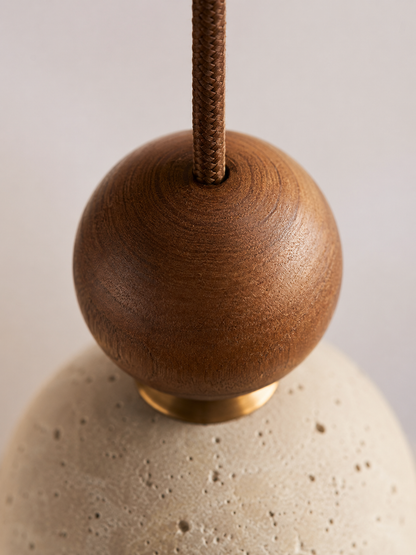 Tivoli — Travertine Stone & Wood Pendant Light