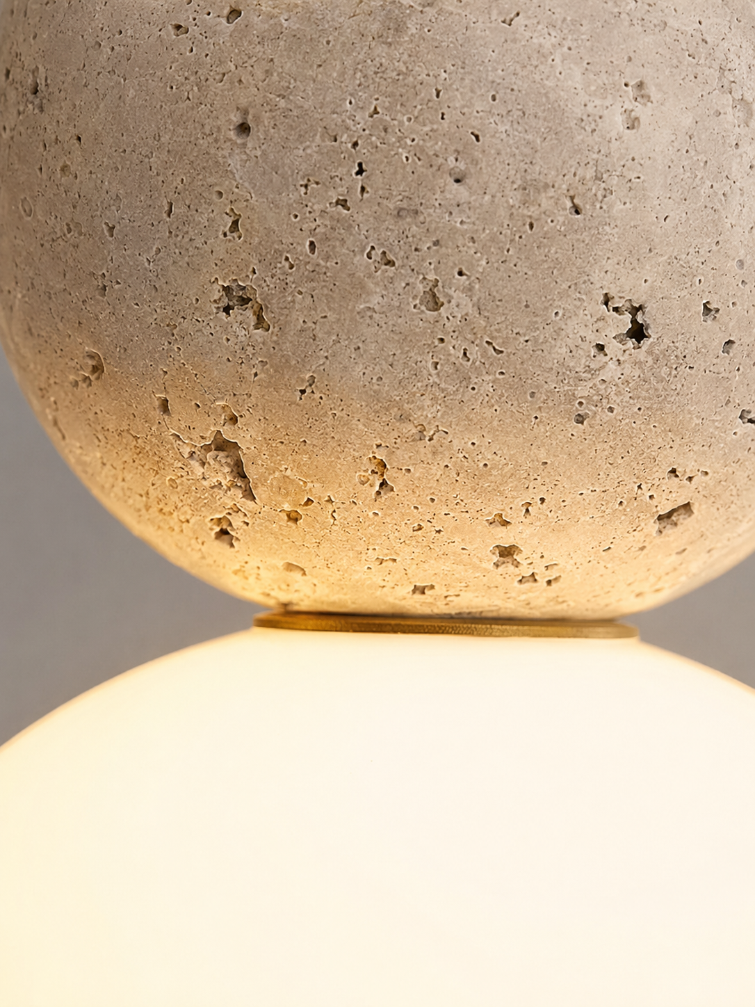 Tivoli — Travertine Stone & Wood Pendant Light