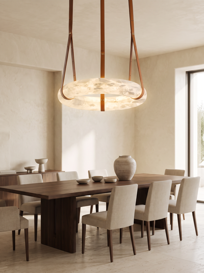 Lunaris — Solid Marble Ring LED Pendant Light