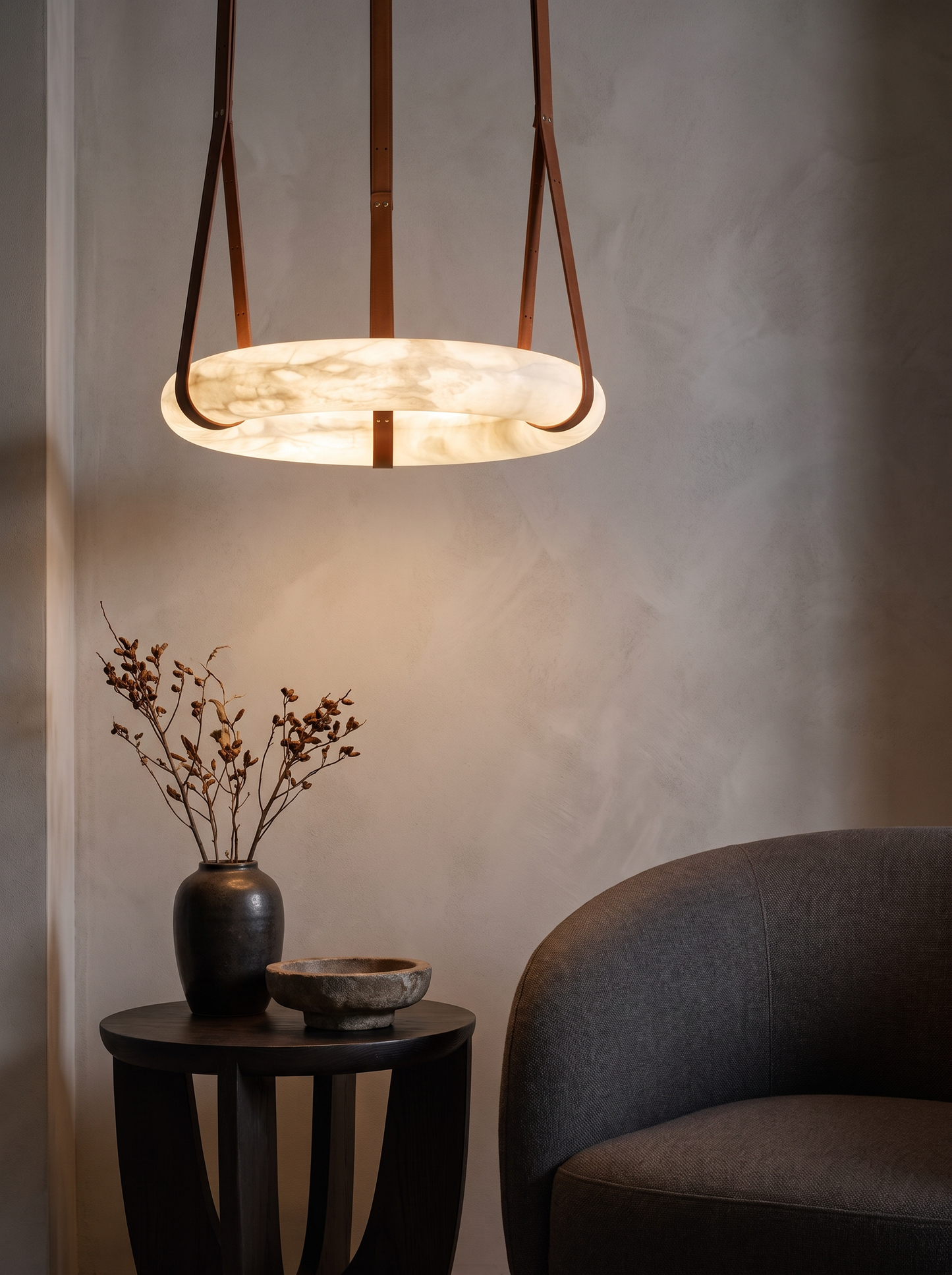 Lunaris — Solid Marble Ring LED Pendant Light