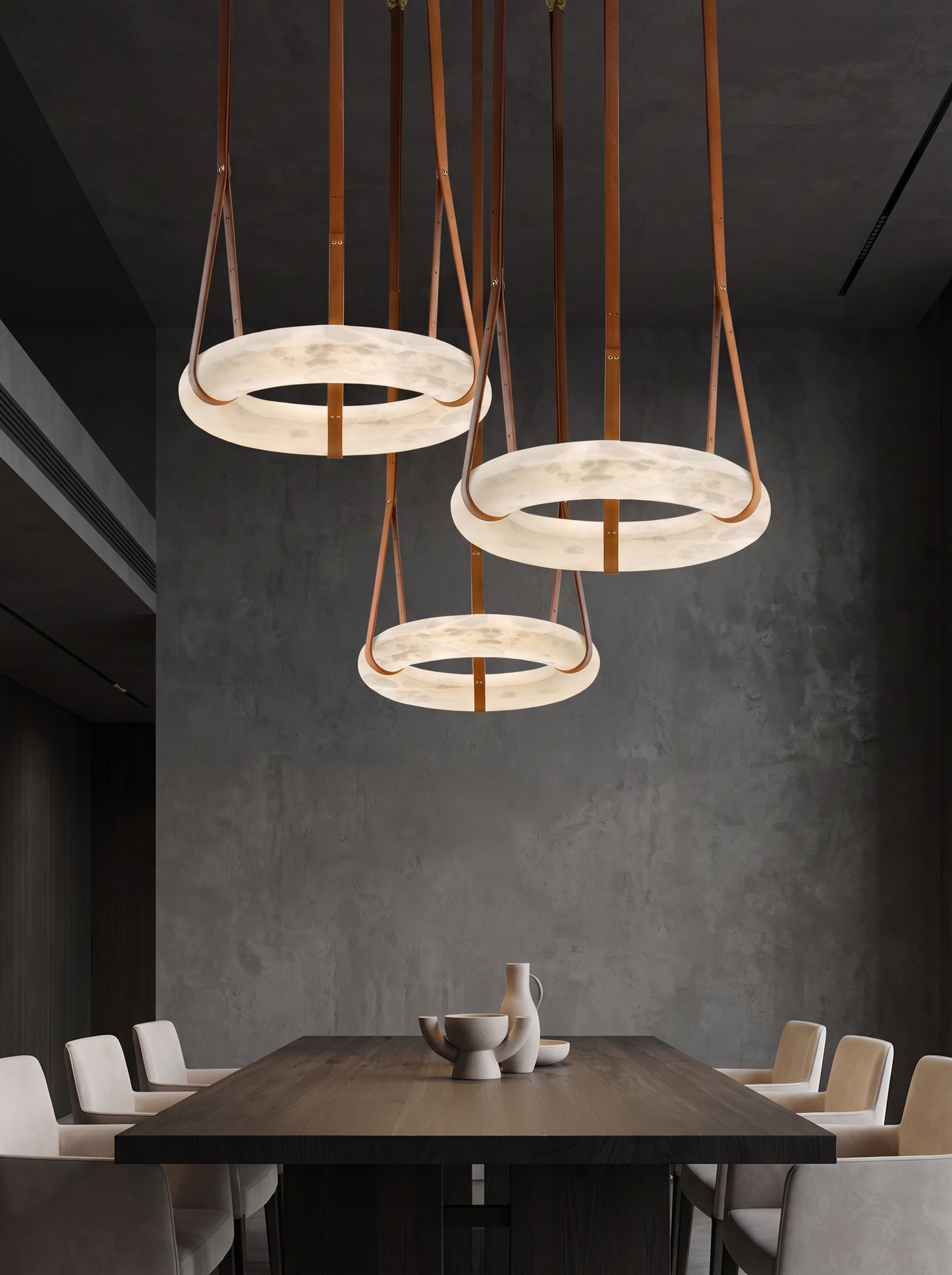 Lunaris — Solid Marble Ring LED Pendant Light