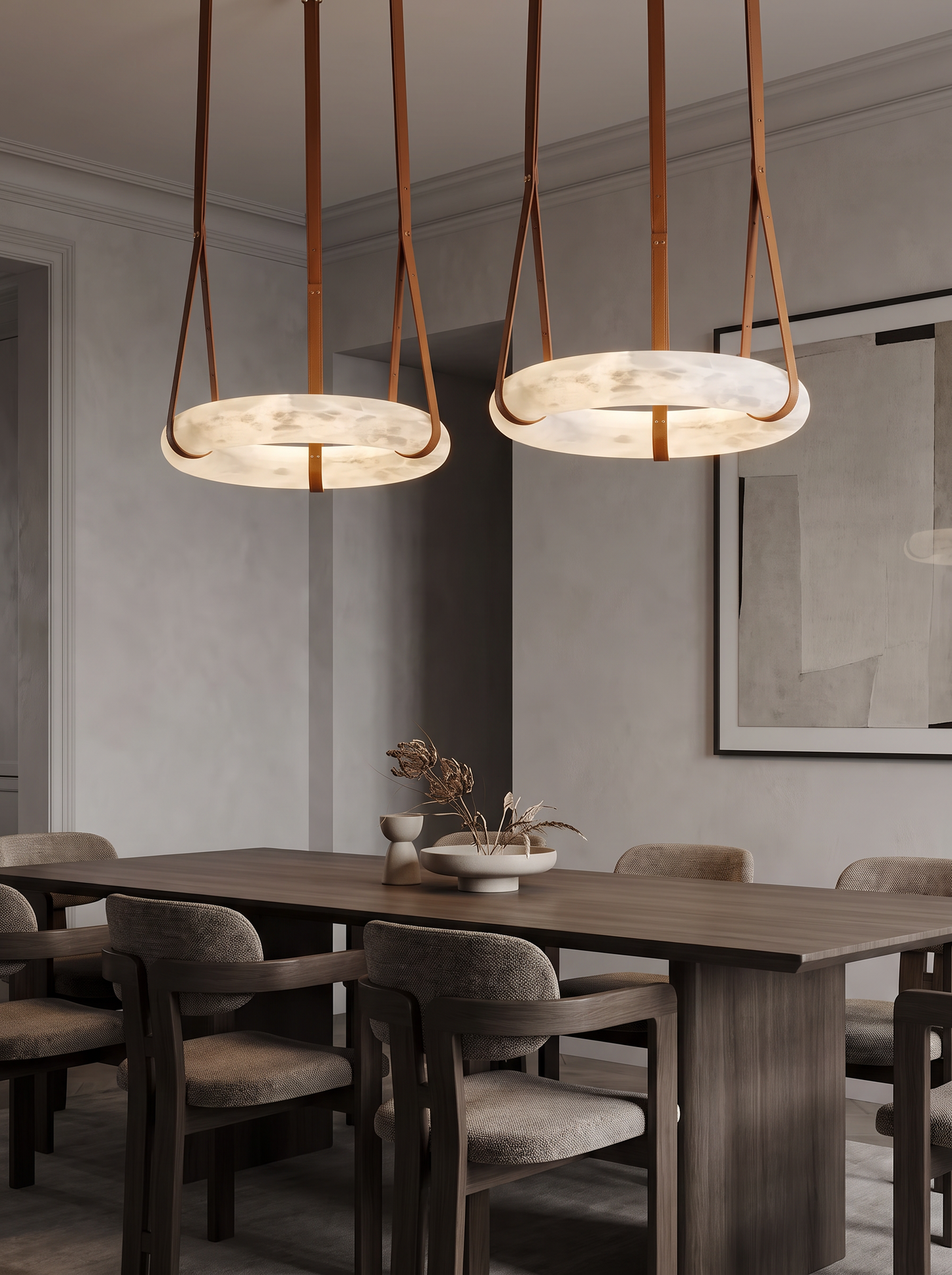 Lunaris — Solid Marble Ring LED Pendant Light