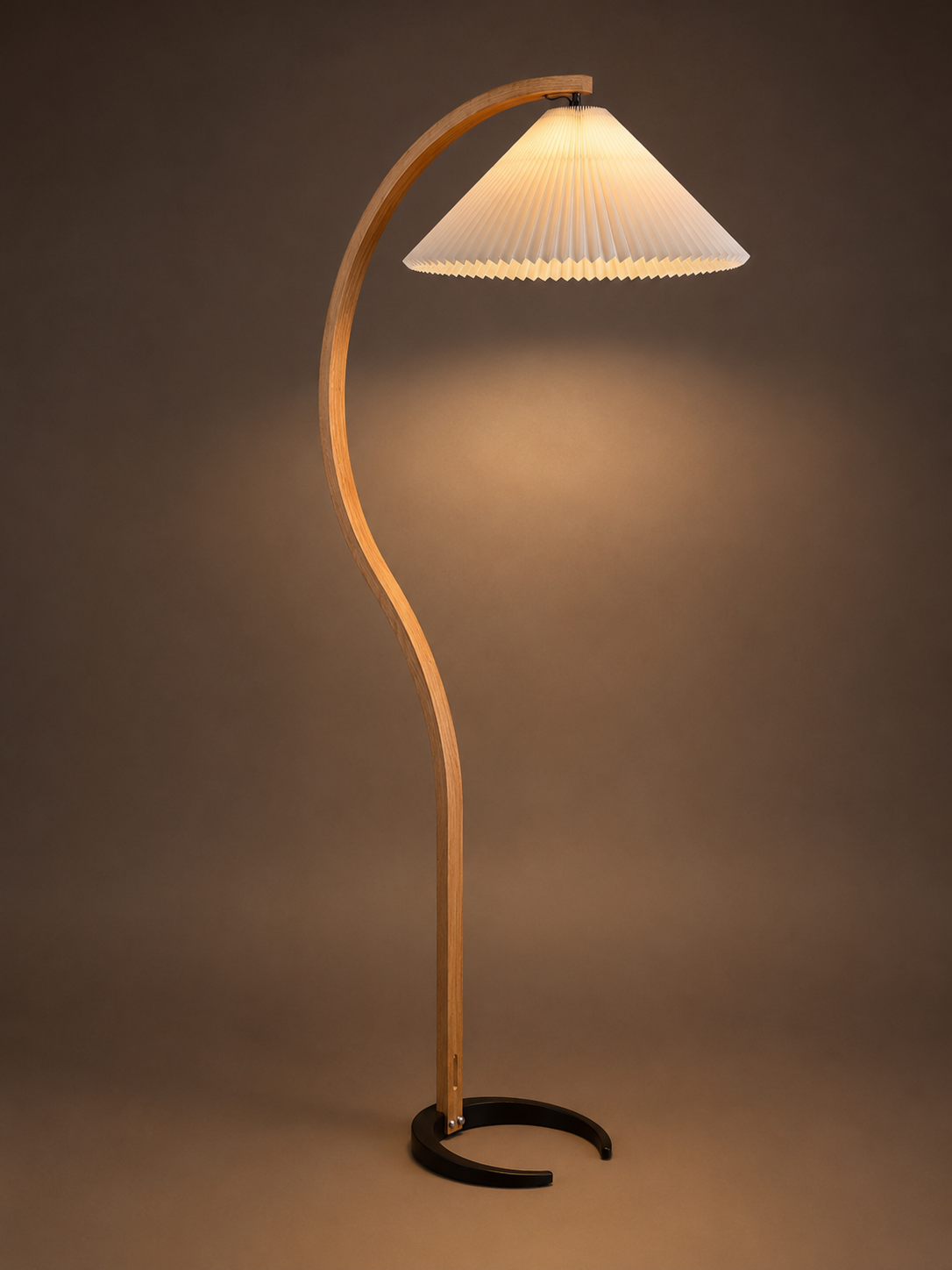 Colette — Vintage Pleated-Shade Wood Floor Lamp