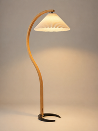 Colette — Vintage Pleated-Shade Wood Floor Lamp
