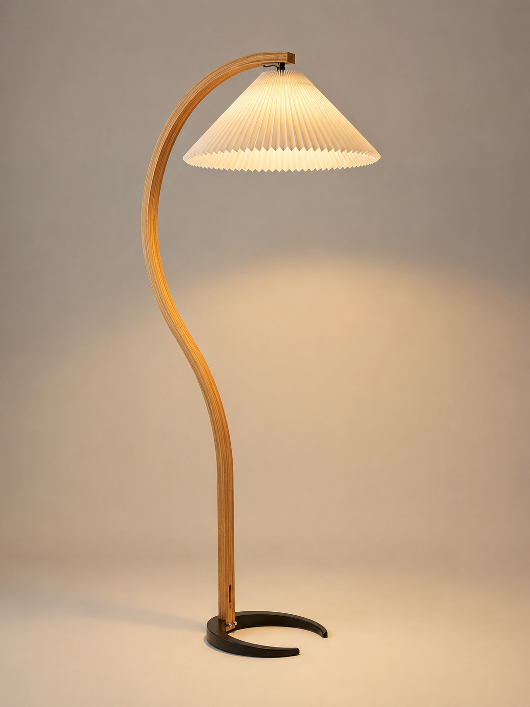 Colette — Vintage Pleated-Shade Wood Floor Lamp