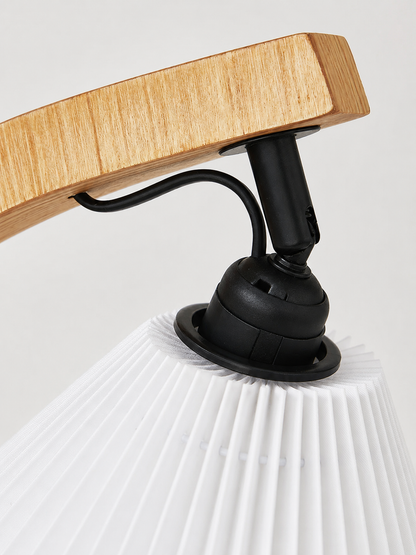 Colette — Vintage Pleated-Shade Wood Floor Lamp