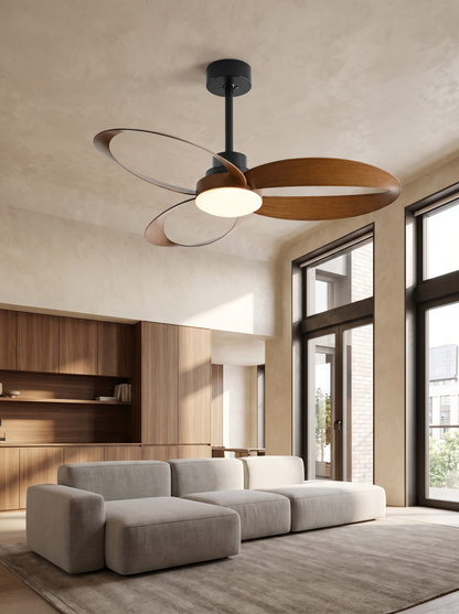 Aeris — Vintage Wood Ceiling Fan with LED Light & Remote