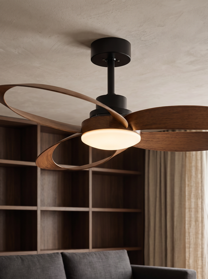 Aeris — Vintage Wood Ceiling Fan with LED Light & Remote