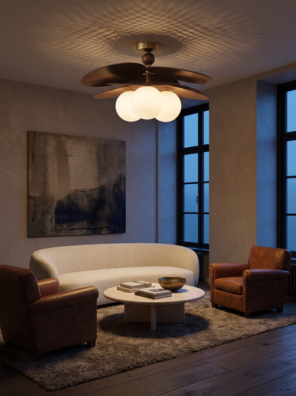 Ashi rattan pendant in a boutique hotel lounge