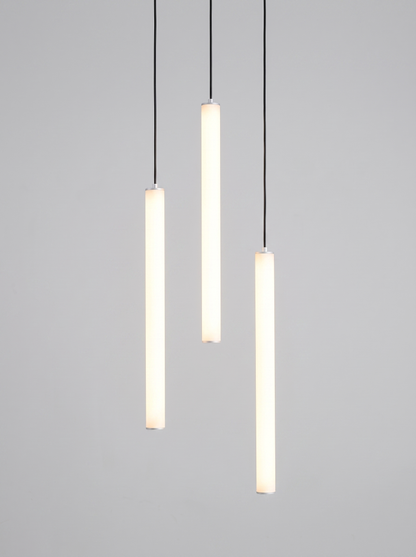 Three Filo bar pendants at staggered heights, studio shot