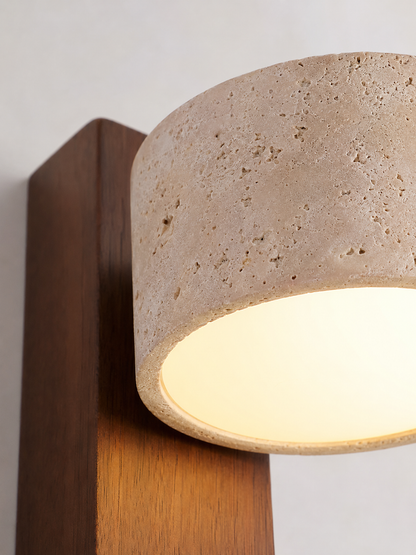 Livia — Travertine & Walnut Wall Sconce