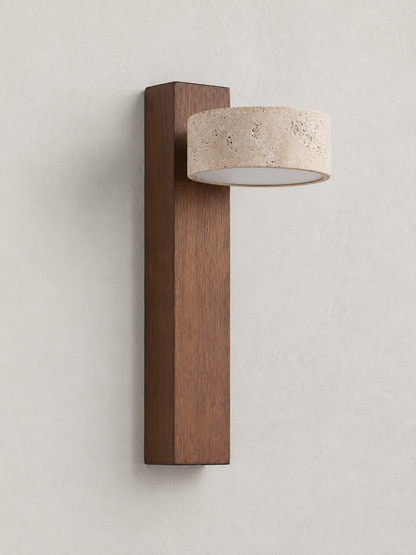 Livia — Travertine & Walnut Wall Sconce