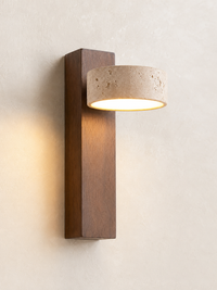 Livia — Travertine & Walnut Wall Sconce