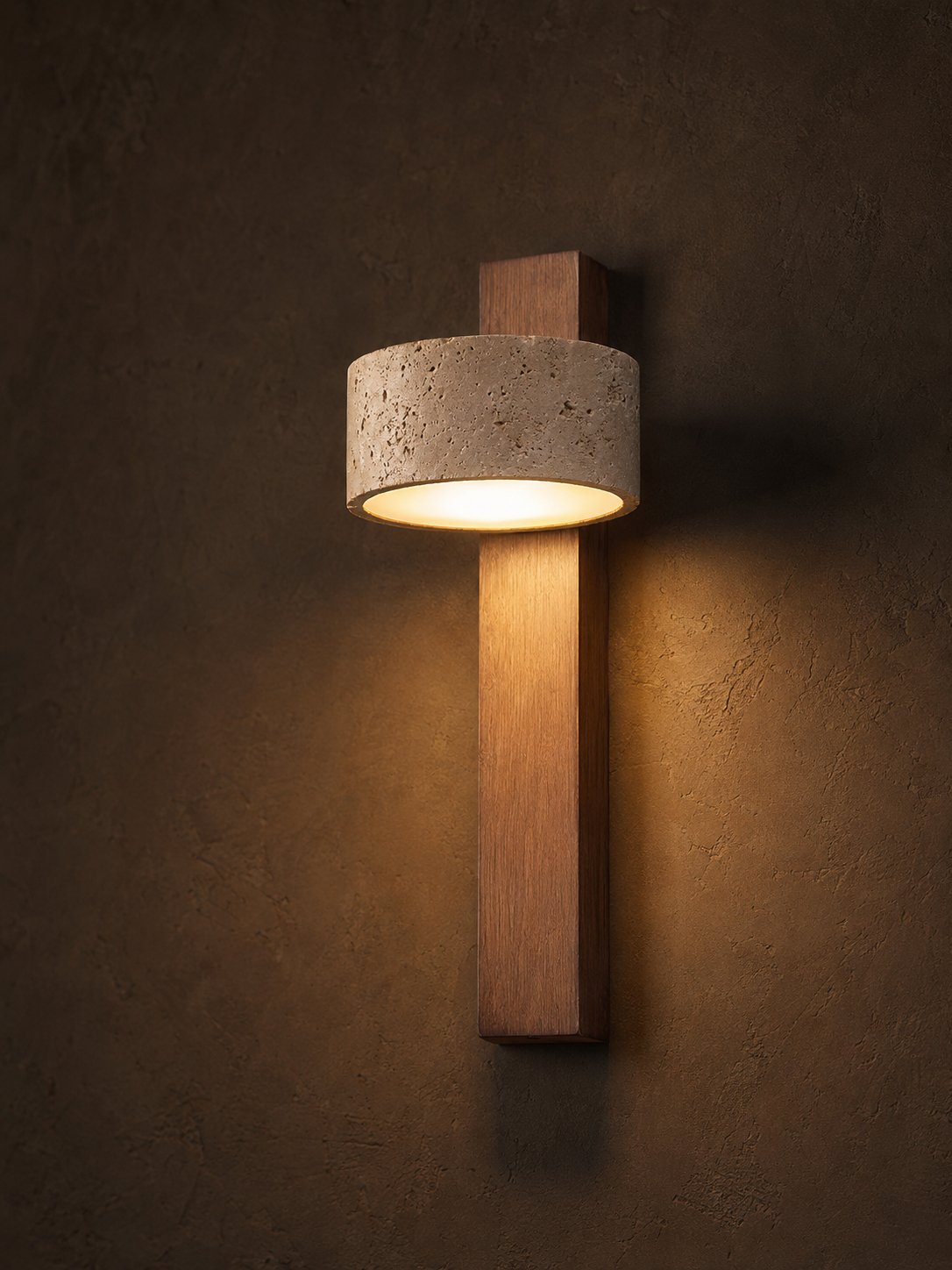 Livia — Travertine & Walnut Wall Sconce