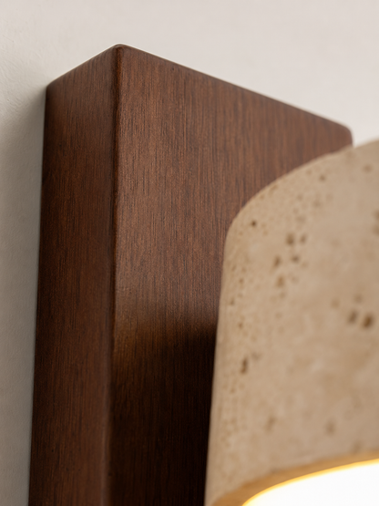 Livia — Travertine & Walnut Wall Sconce