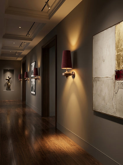 Camille — French Fabric & Walnut Wall Lamp