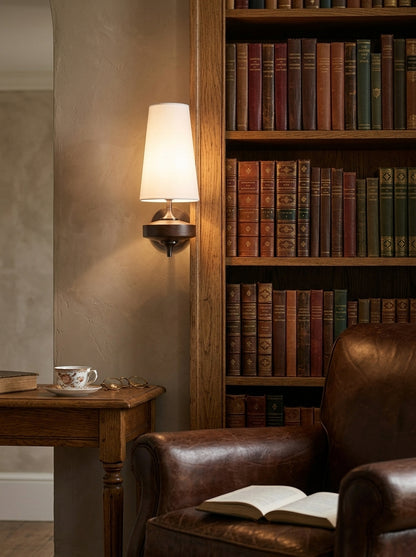 Camille — French Fabric & Walnut Wall Lamp