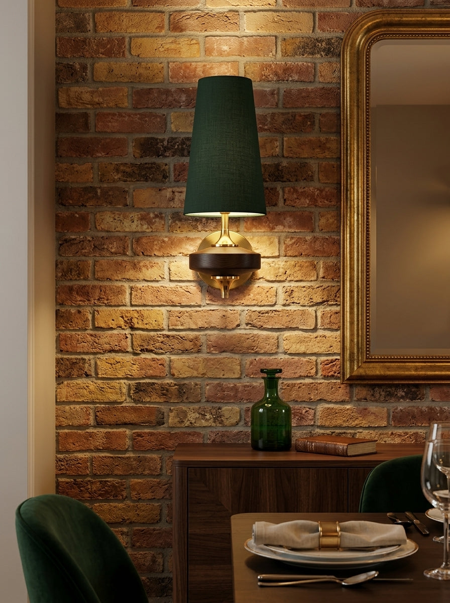 Camille — French Fabric & Walnut Wall Lamp