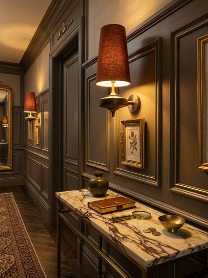 Camille — French Fabric & Walnut Wall Lamp