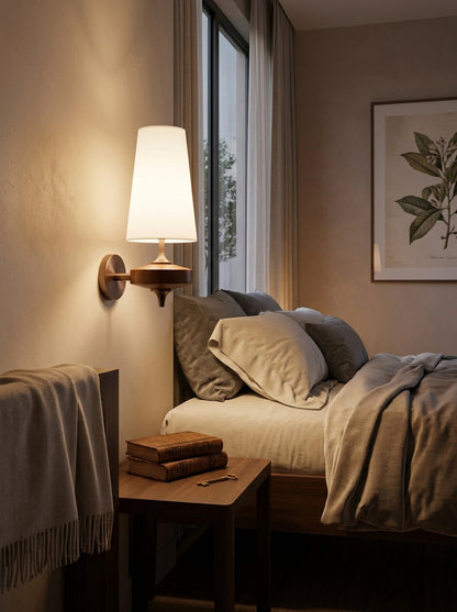 Camille — French Fabric & Walnut Wall Lamp