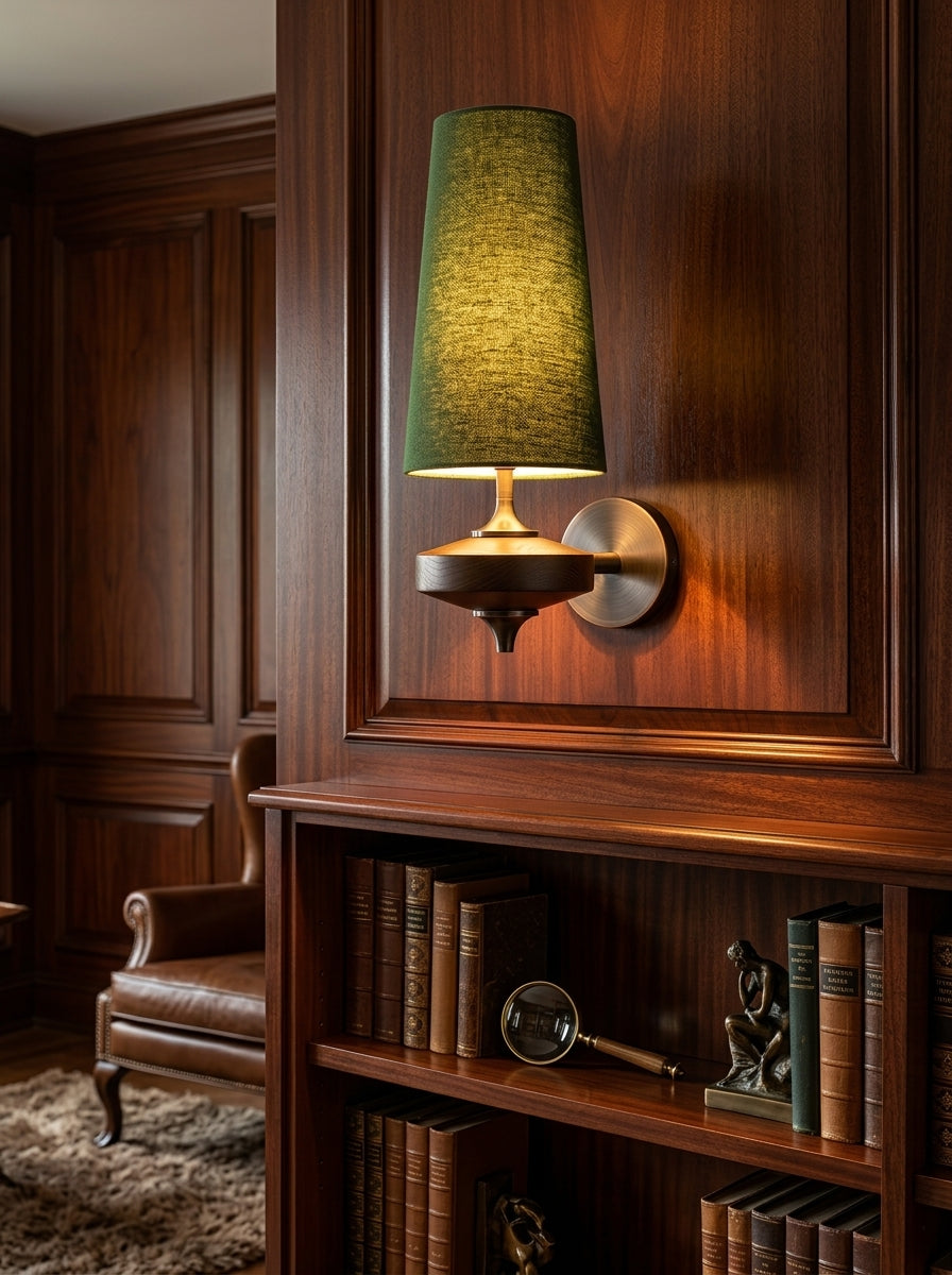 Camille — French Fabric & Walnut Wall Lamp