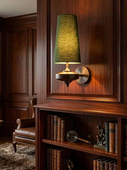 Camille — French Fabric & Walnut Wall Lamp