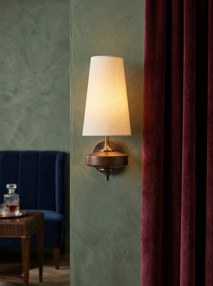 Camille — French Fabric & Walnut Wall Lamp